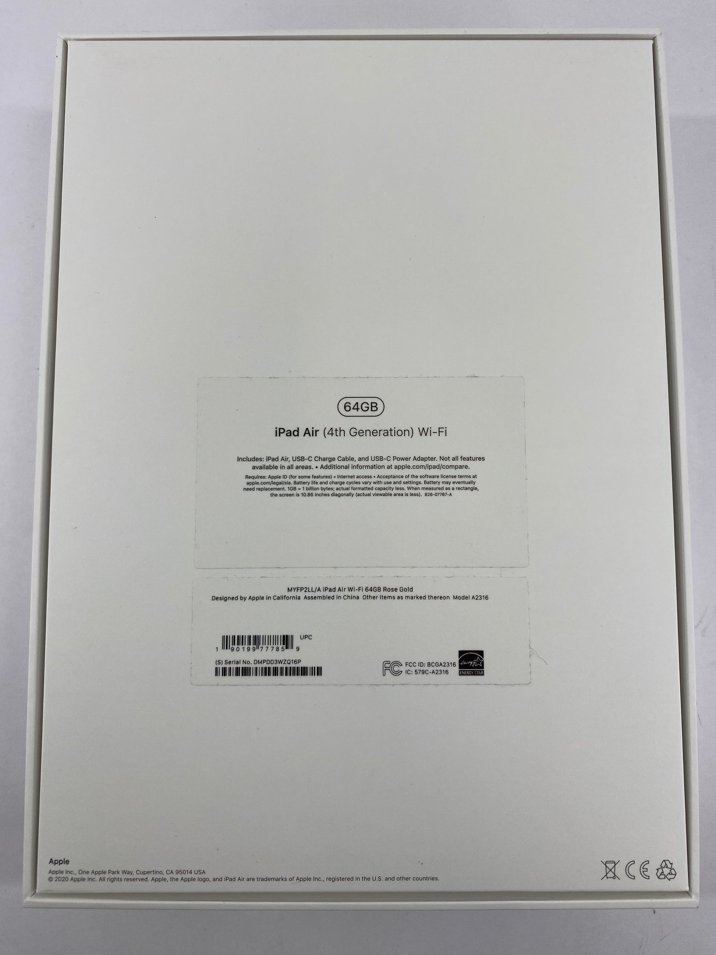 WiFi Only Apple iPad Air 4th Gen 64GB Rose Gold MYFP2LL/A