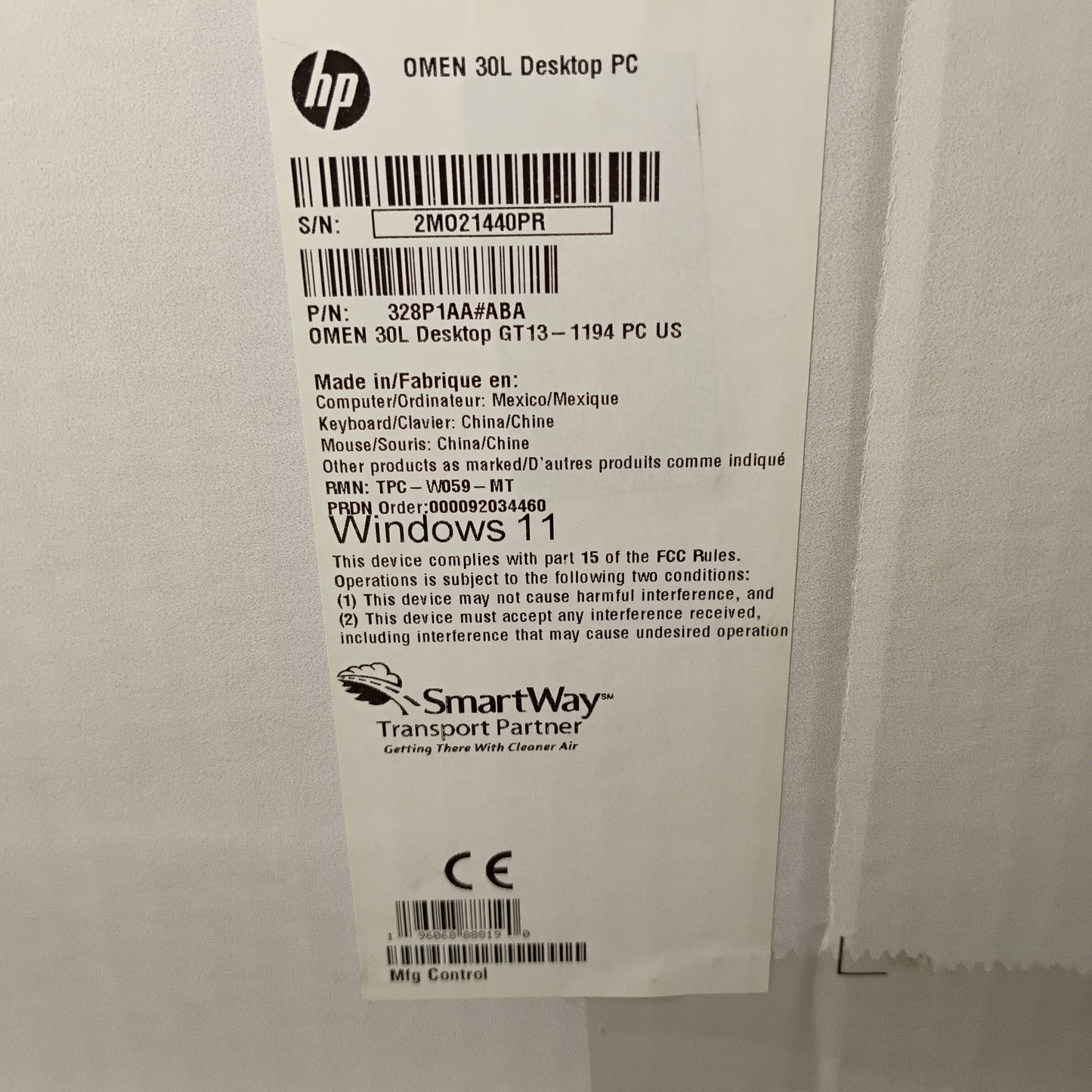 Omen 30L Ryzen 7 5800X 3.80GHz 16GB RAM 1TB SSD Nvidia GeForce RTX 3060 Ti