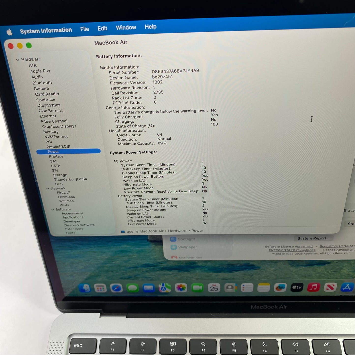 2020 Apple MacBook Air 13.3" M1 7C GPU 3.2GHz 8GB RAM 256GB SSD A2337