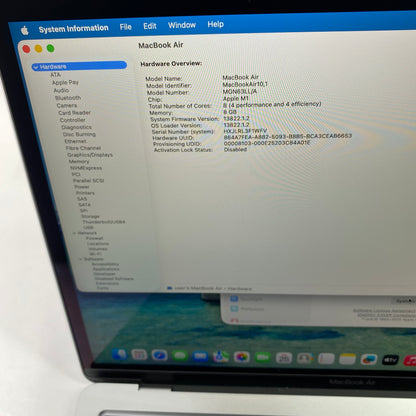 2020 Apple MacBook Air 13.3" M1 7C GPU 3.2GHz 8GB RAM 256GB SSD A2337