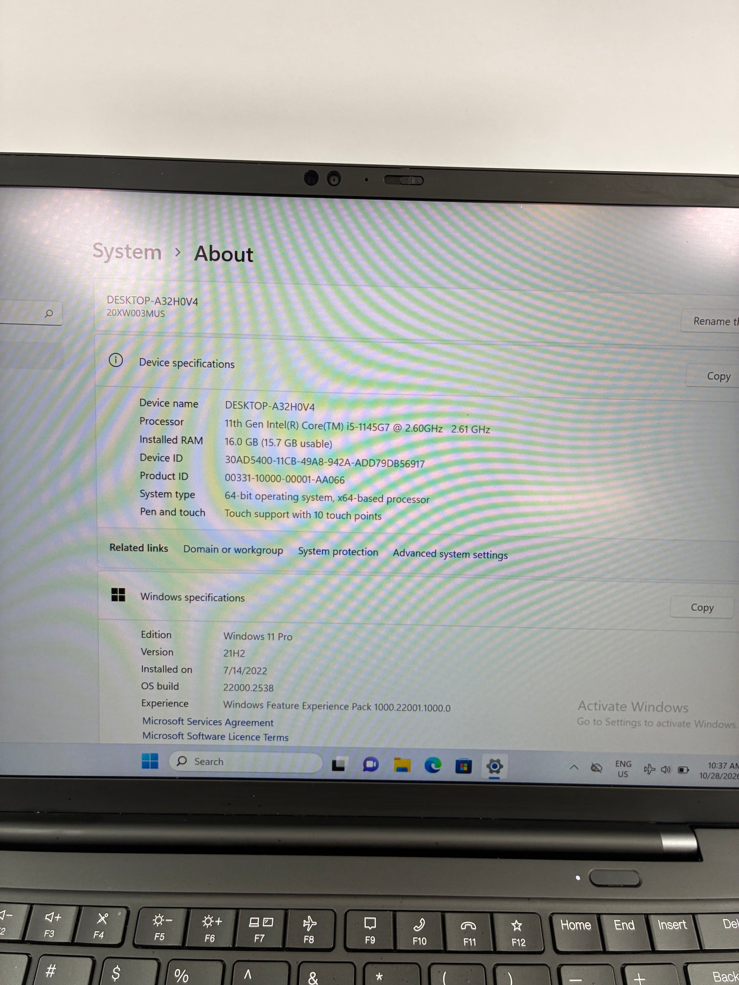 Lenovo ThinkPad X1 Carbon Gen 9 14" i5-1145G7 2.6GHz 16GB RAM 256GB SSD