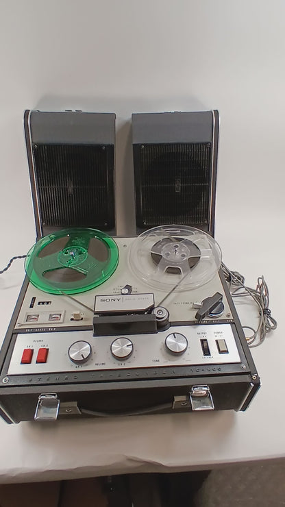 SONY TC 200 Stereo TAPECORDER w/ Detachable Speakers + 2x Film Reels [READ]