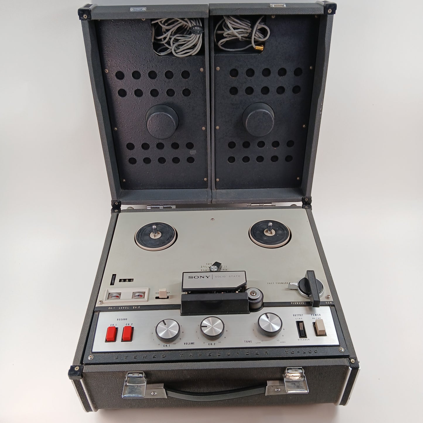 SONY TC 200 Stereo TAPECORDER w/ Detachable Speakers + 2x Film Reels [READ]