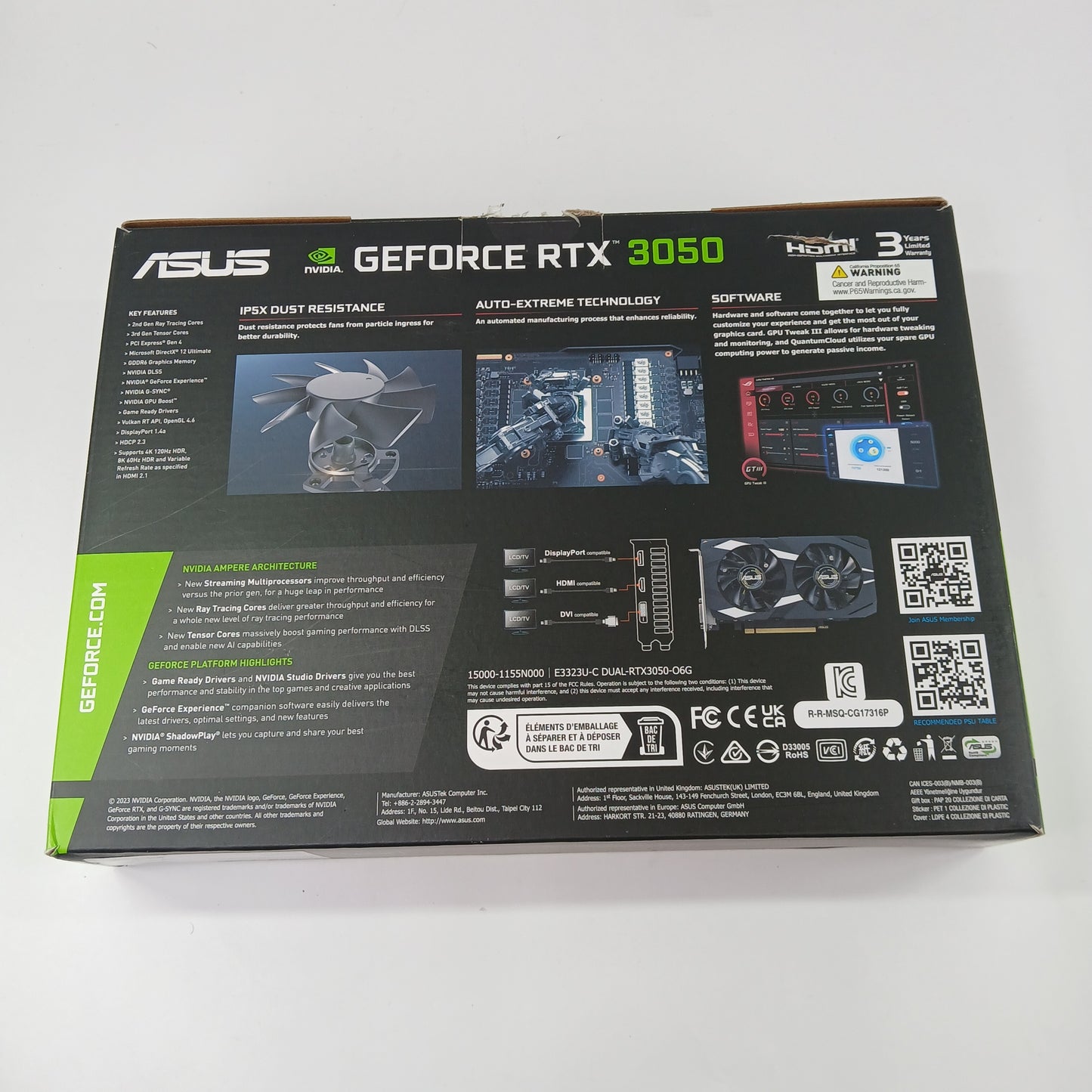 Asus GeForce RTX 3050 6GB GDDR6 Graphics Card DUAL-RTX3050-O6G