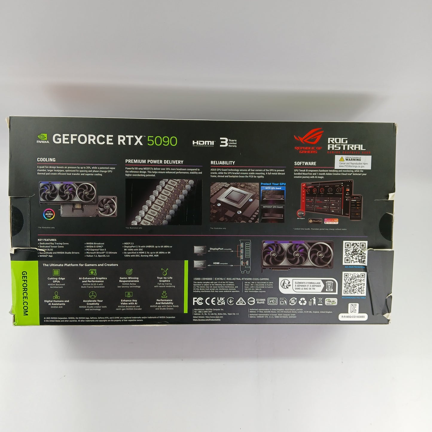 ASUS RTX 5090 ROG Astral Nvidia GeForce OC Edition 32GB GDDR7