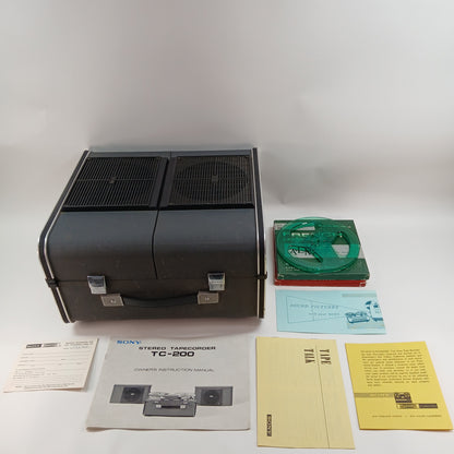 SONY TC 200 Stereo TAPECORDER w/ Detachable Speakers + 2x Film Reels [READ]