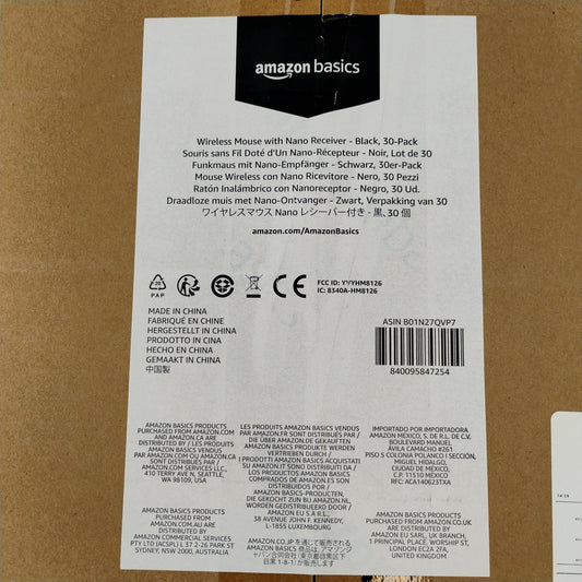 New Amazon Basics Wireless Mouse Nano Receiver Black 30 Pack
