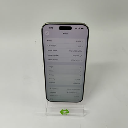 Factory Unlocked Apple iPhone 16 Pro Max 512GB Natural Titanium MYWA3LL/A